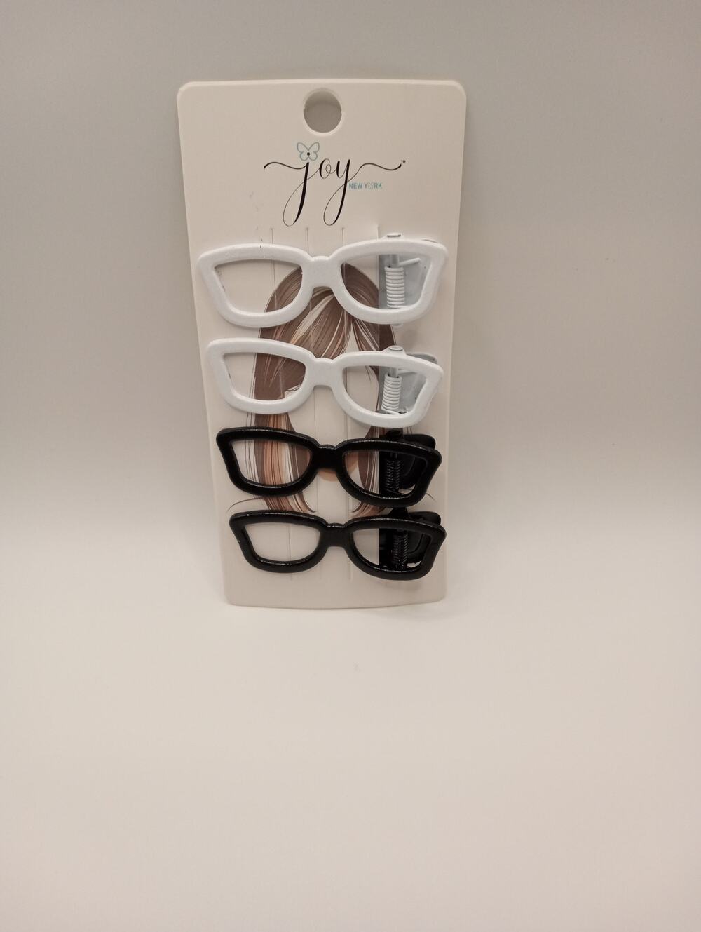 4 pack of Hair Clips Barrettes Sunglasses Glasses Style Black White 0874-878